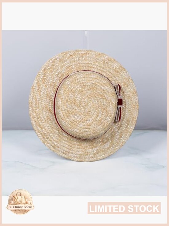 Straw Bowknot Hat Summer Boater Sun Hat Beach Cowgirl Fishing Jazz Fedora main image 6